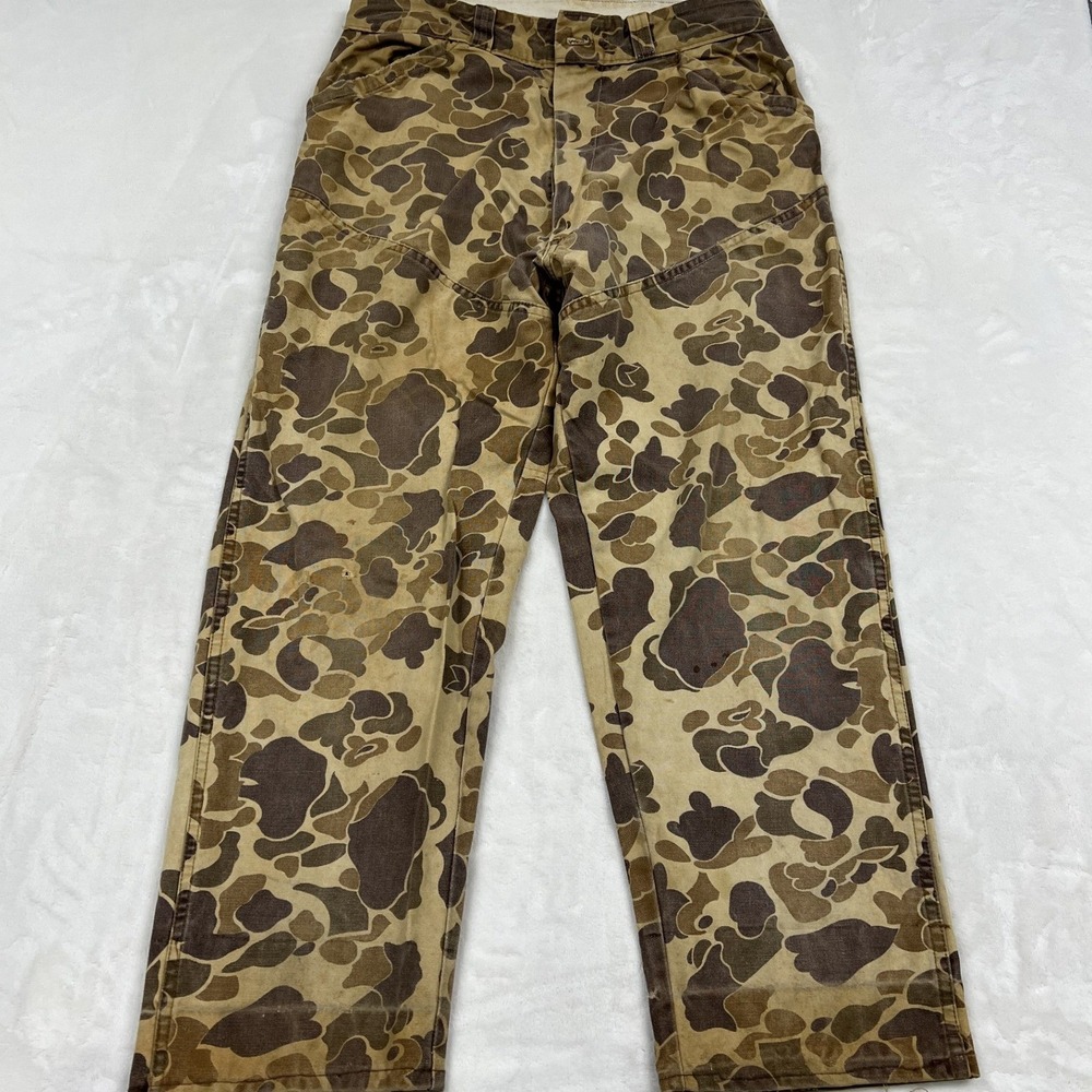 Sears Roebuck Hunting Pants Mens Brown Duck Hunter Camo Vintage Canvas